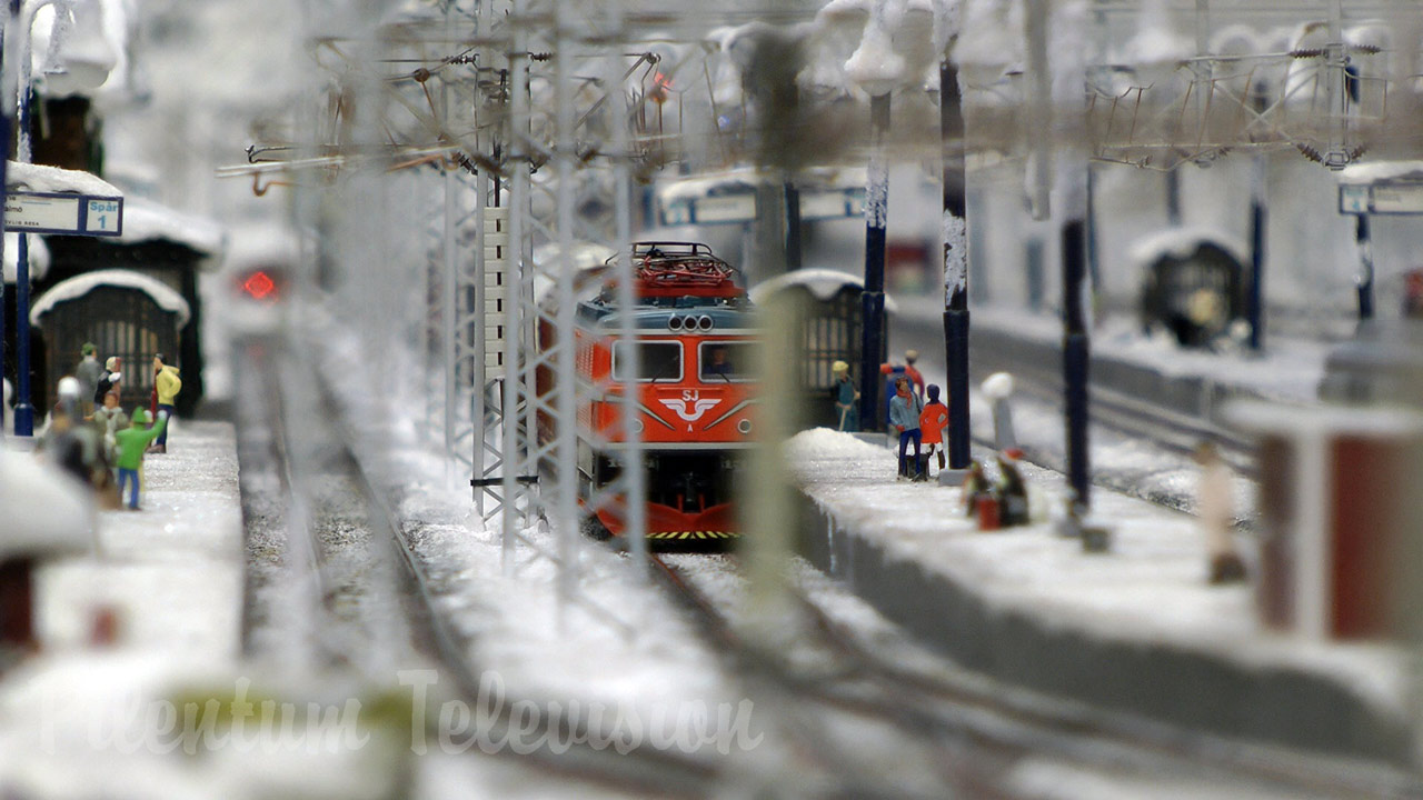 Model Railroad of Sweden with beautiful Snowscape