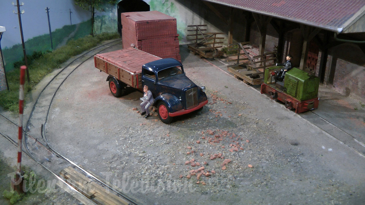 Model Train Layout with Field Railway and Brick Factory in O Scale Narrow Gauge