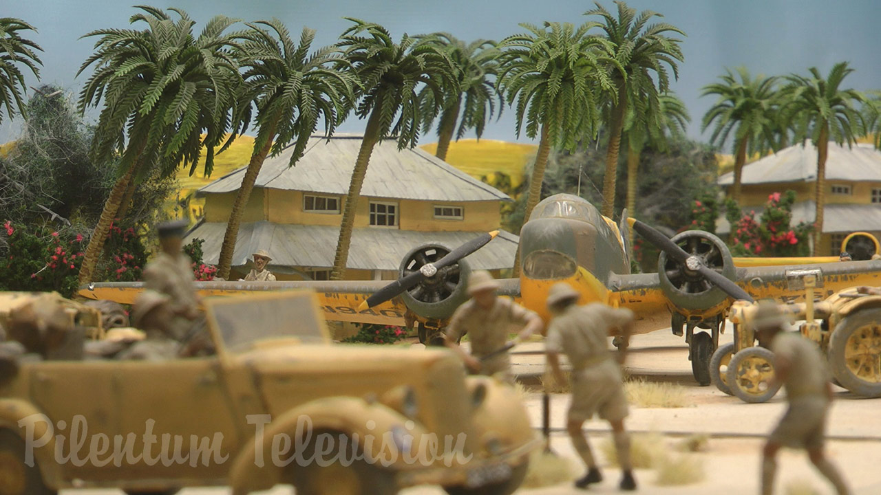 Royal Air Force base Habbaniya in Iraq: Military diorama built in forced perspective by Tony and Kate Bennet