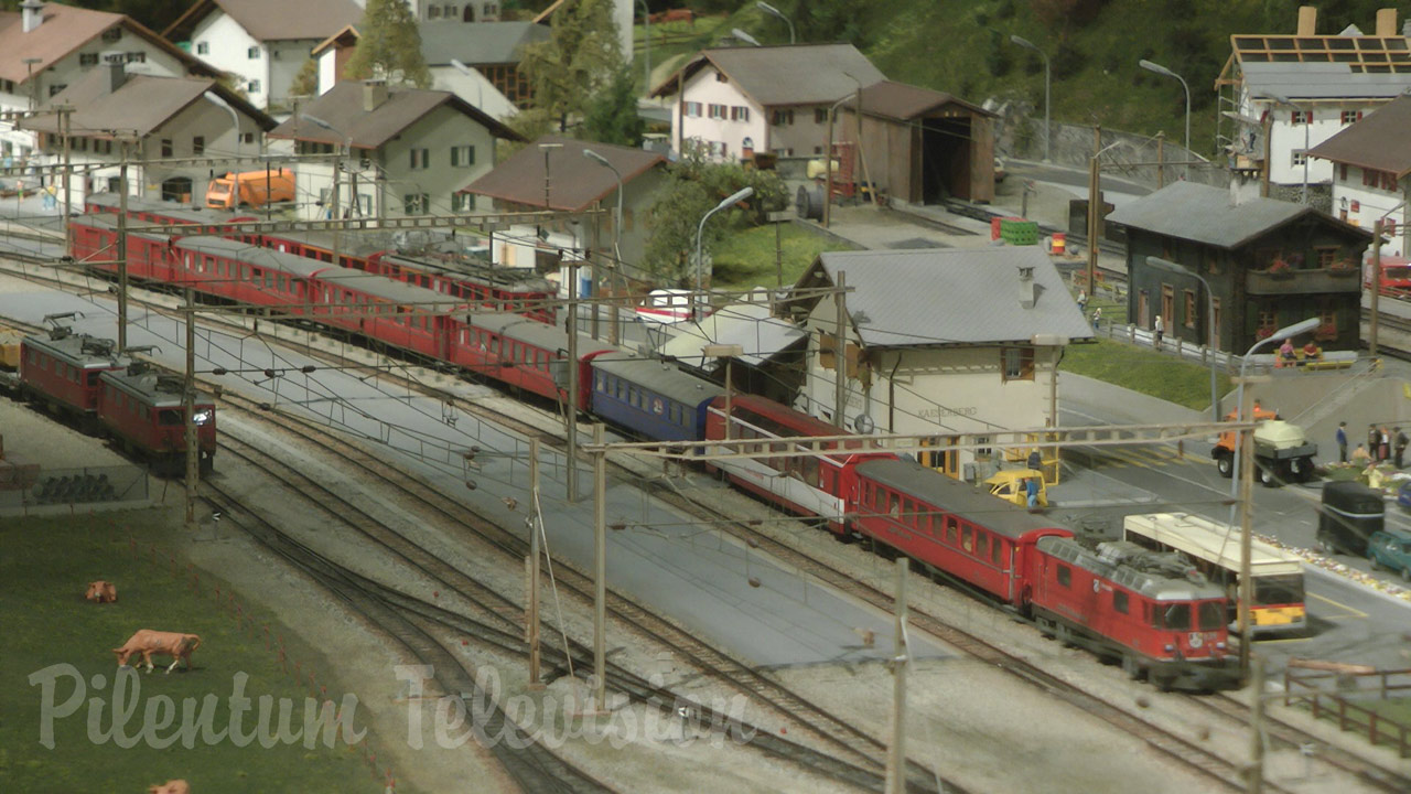 Narrow Gauge Model Railway Layout and Electric Locomotives in Switzerland