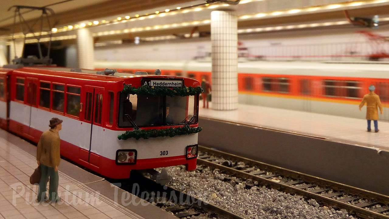 Scale Model of a Metro Station with Underground, Subway and Rapid Transit Trains in HO Scale