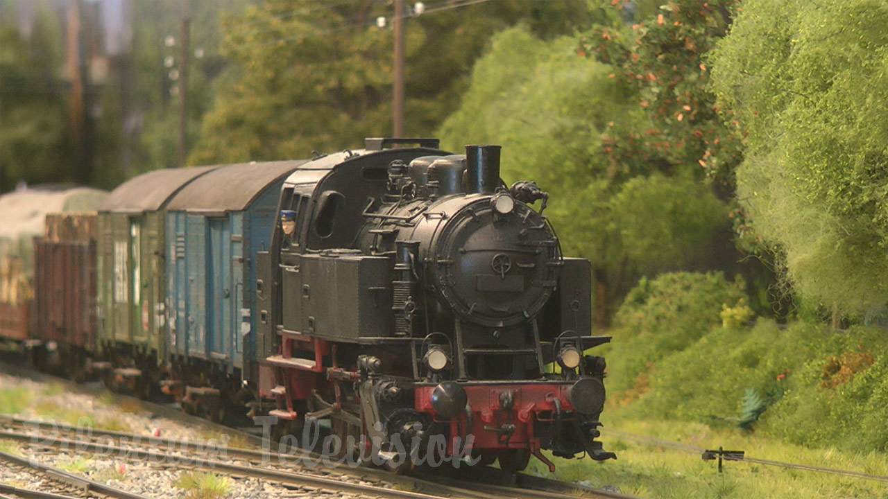 Steam Locomotive and Diesel Model Trains on an O Scale Layout - Rail Transport Modeling in Germany