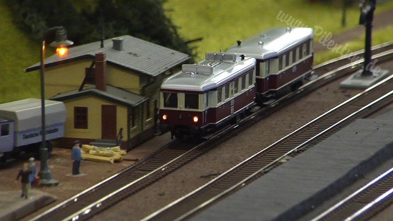 Large Model Railroad Layout with Cab Ride and more than 200 Model Trains in action