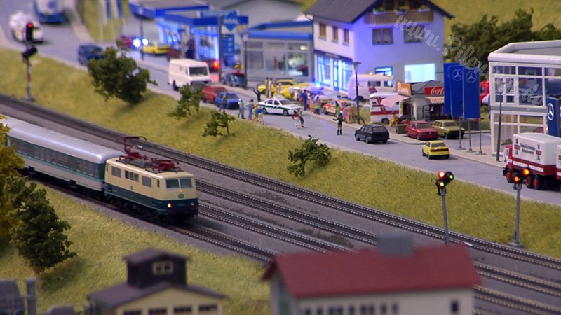 Large Model Railroad Layout with Cab Ride and more than 200 Model Trains in action