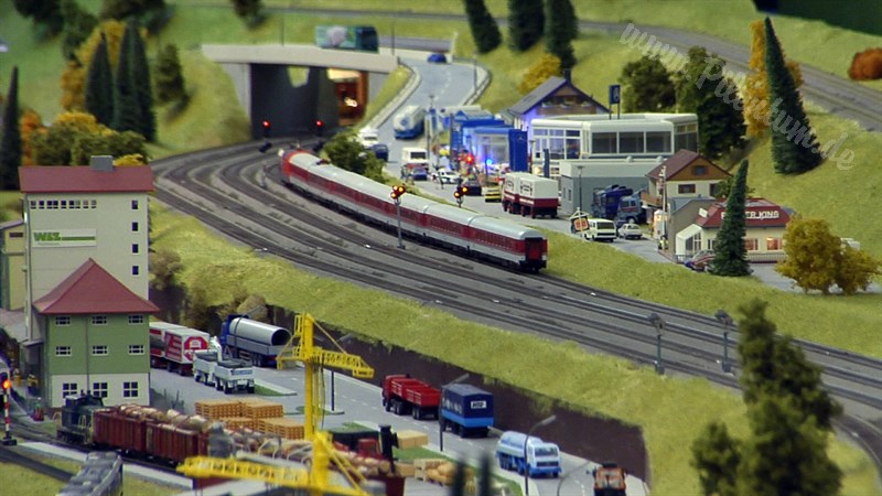 Large Model Railroad Layout with Cab Ride and more than 200 Model Trains in action