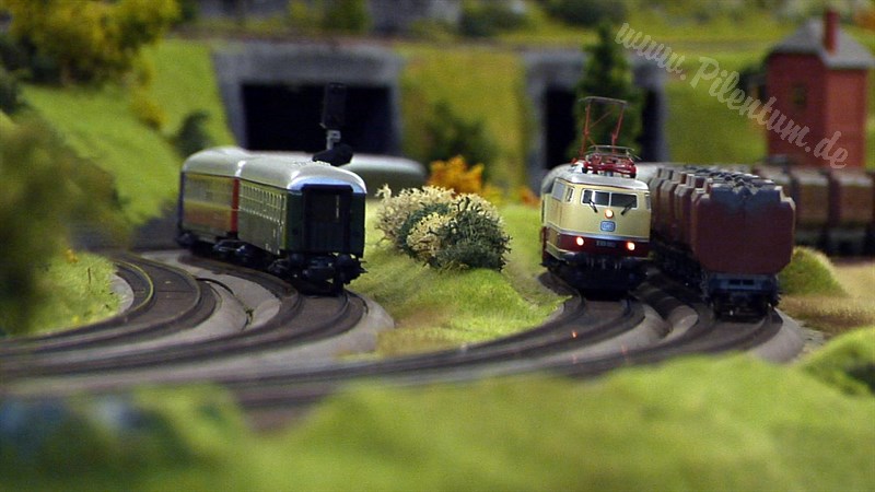 Large Model Railroad Layout with Cab Ride and more than 200 Model Trains in action