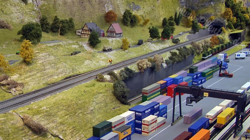 Large Model Railroad Layout with Cab Ride and more than 200 Model Trains in action