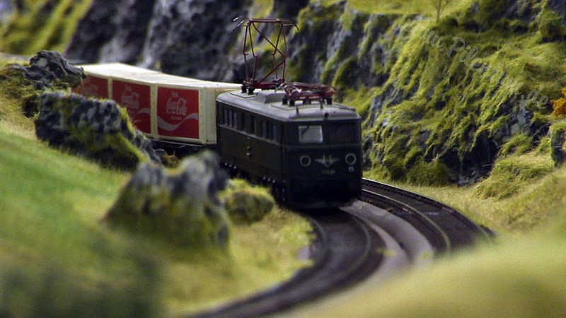 Large Model Railroad Layout with Cab Ride and more than 200 Model Trains in action