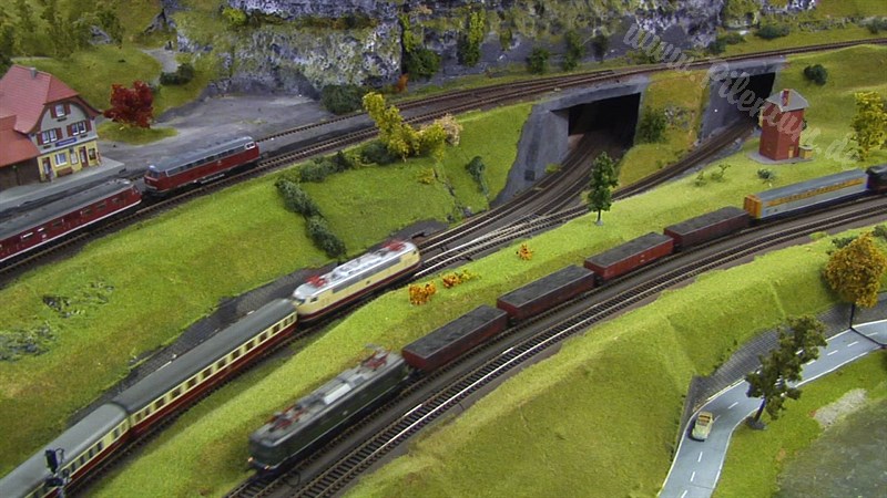 Large Model Railroad Layout with Cab Ride and more than 200 Model Trains in action