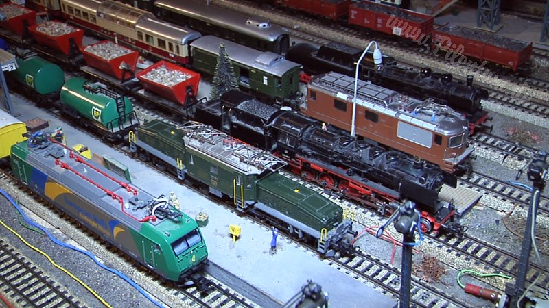 Marklin model train layout in analogue mode and HO scale