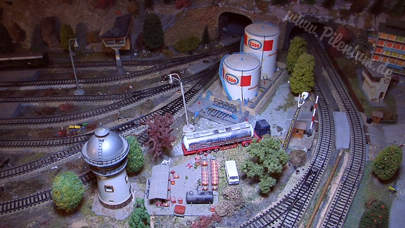 Marklin model train layout in analogue mode and HO scale