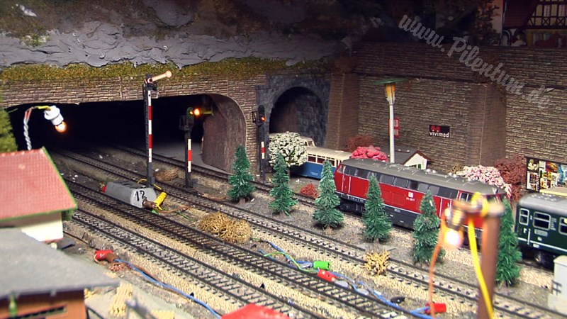 Marklin model train layout in analogue mode and HO scale