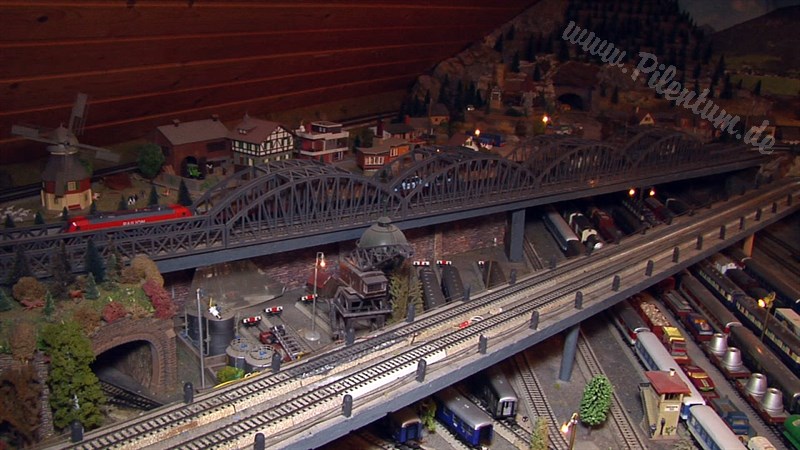 Marklin model train layout in analogue mode and HO scale