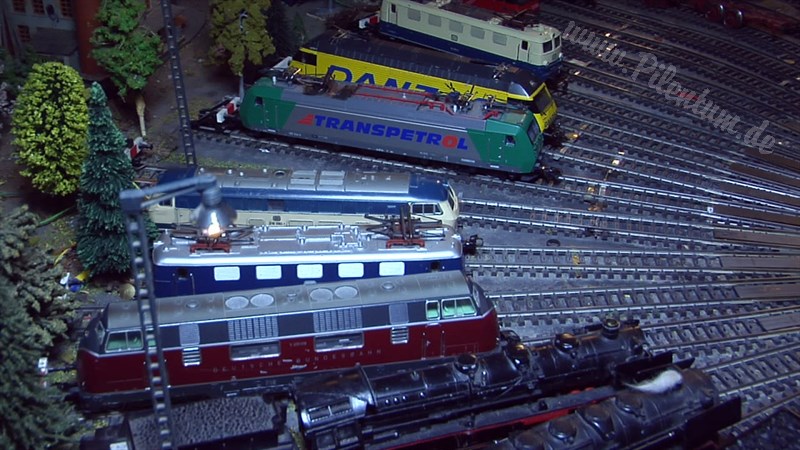 Marklin model train layout in analogue mode and HO scale