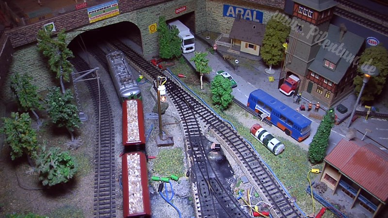 Marklin model train layout in analogue mode and HO scale