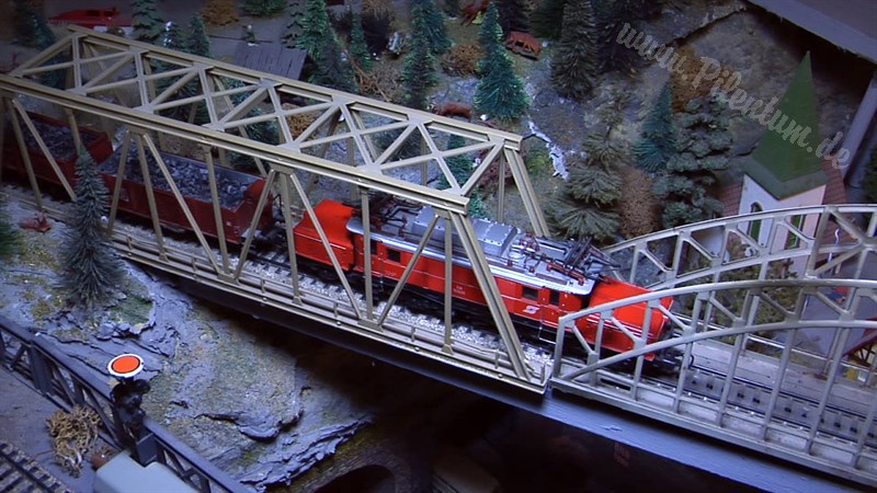 Marklin model train layout in analogue mode and HO scale