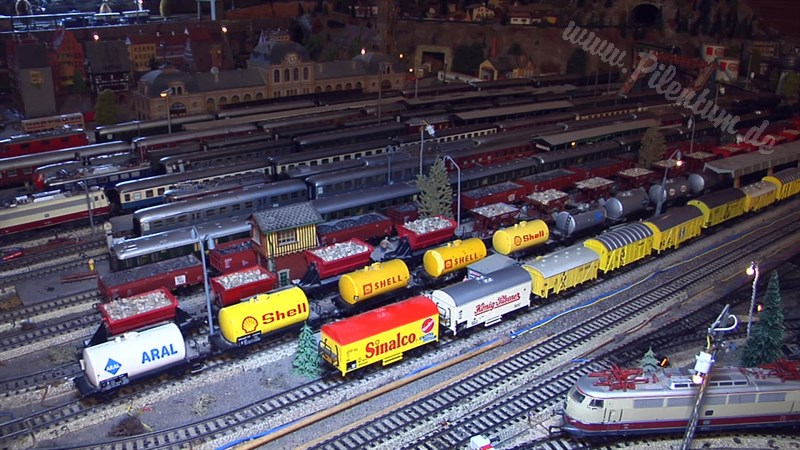 Marklin model train layout in analogue mode and HO scale