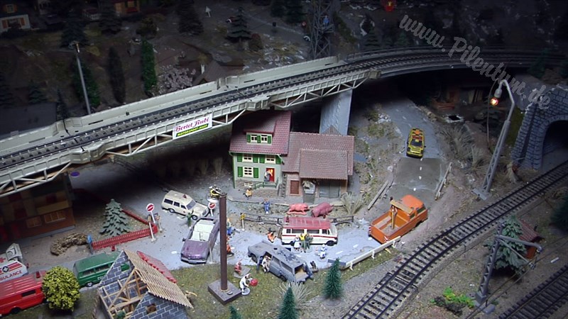 Marklin model train layout in analogue mode and HO scale