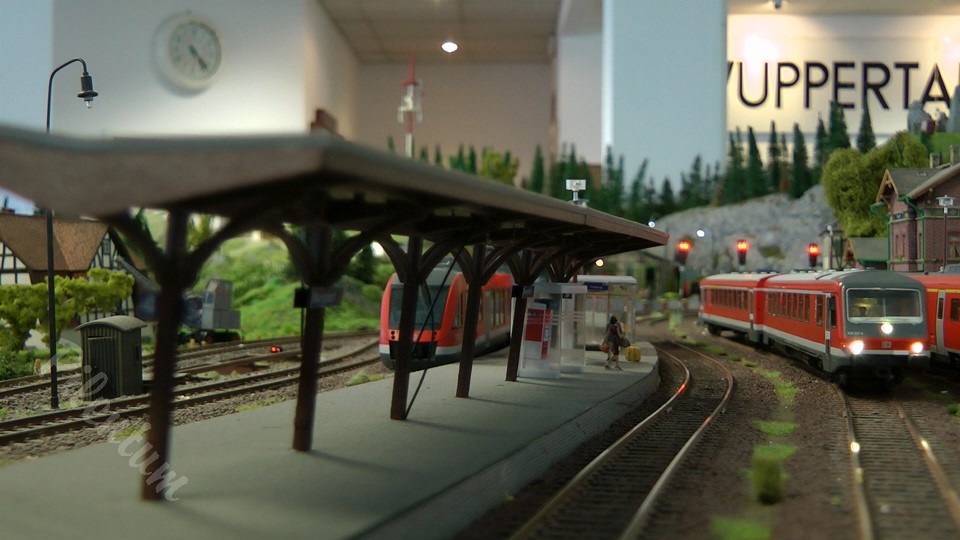 Model Railway Layout with High Speed Trains in HO scale