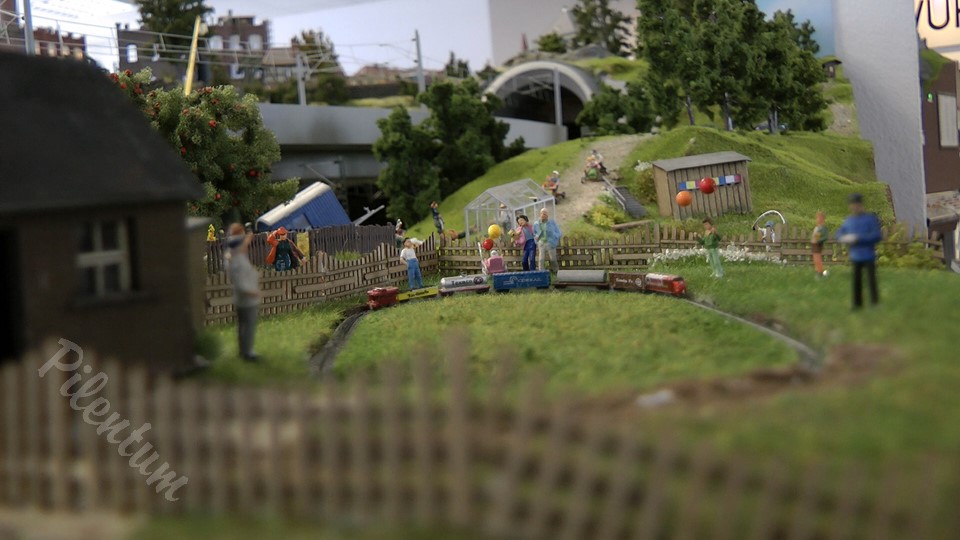 Model Railway Layout with High Speed Trains in HO scale