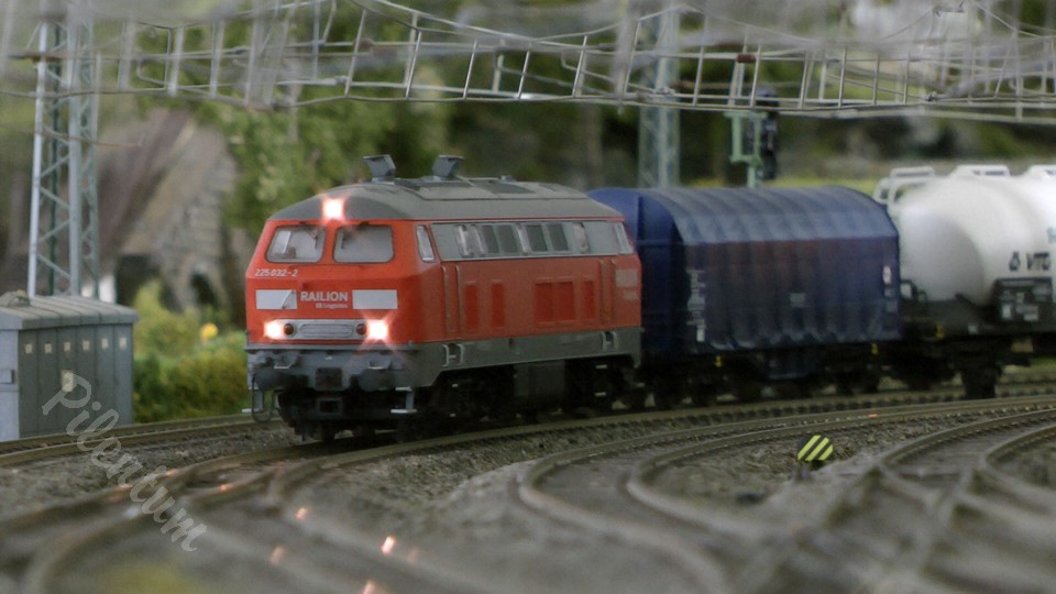 Model Railway Layout with High Speed Trains in HO scale