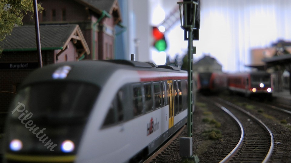 Model Railway Layout with High Speed Trains in HO scale