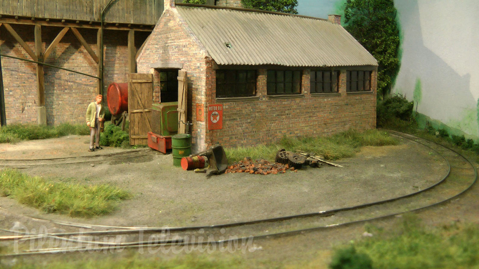 Model Train Layout with Field Railway and Brick Factory in O Scale Narrow Gauge