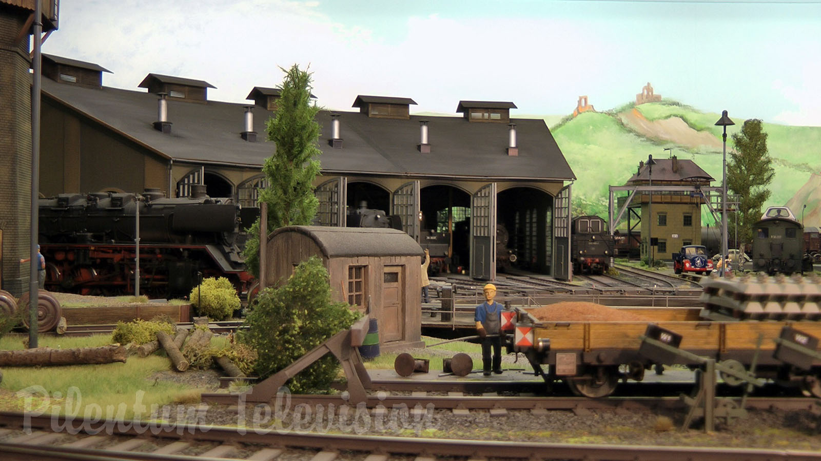 Steam locomotives on an amazing model railroad layout in scale 1/32