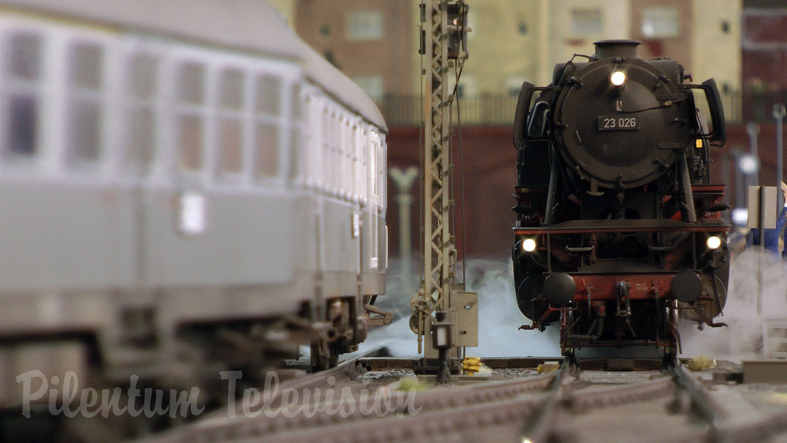 Steam locomotives on an amazing model railroad layout in scale 1/32