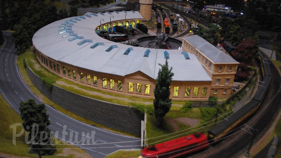 Porsche Model Railroad Museum with Model trains in HO Scale