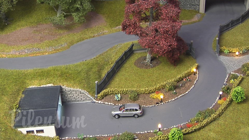 Porsche Model Railroad Museum with Model trains in HO Scale