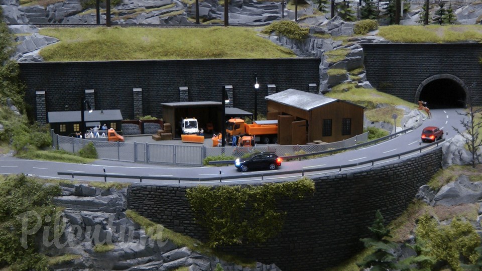 Porsche Model Railroad Museum with Model trains in HO Scale