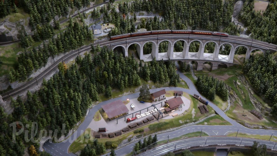 Porsche Model Railroad Museum with Model trains in HO Scale