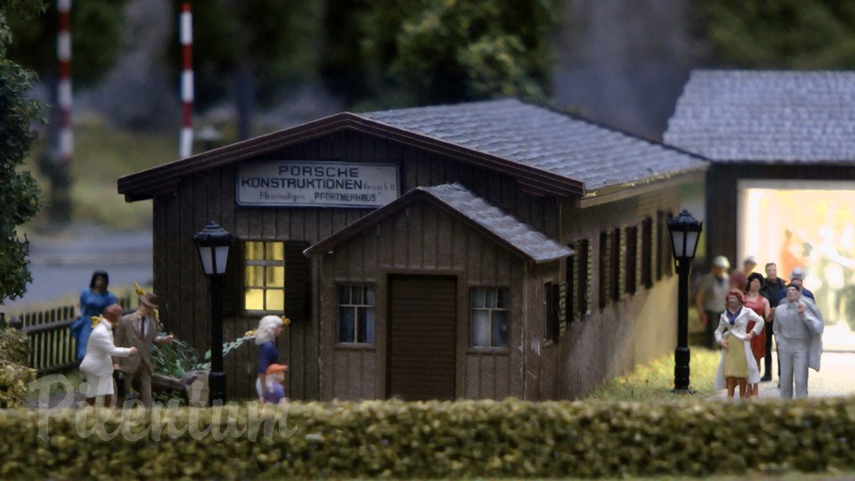 Porsche Model Railroad Museum with Model trains in HO Scale