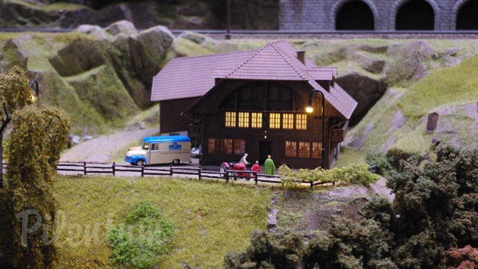 Porsche Model Railroad Museum with Model trains in HO Scale