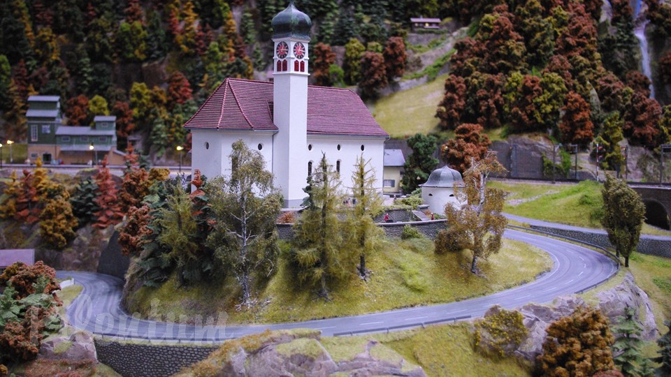 Porsche Model Railroad Museum with Model trains in HO Scale