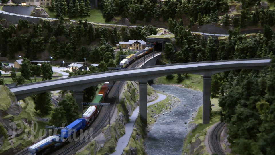 Porsche Model Railroad Museum with Model trains in HO Scale