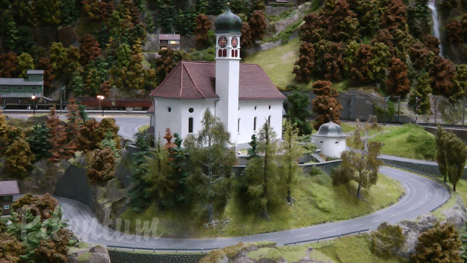 Porsche Model Railroad Museum with Model trains in HO Scale