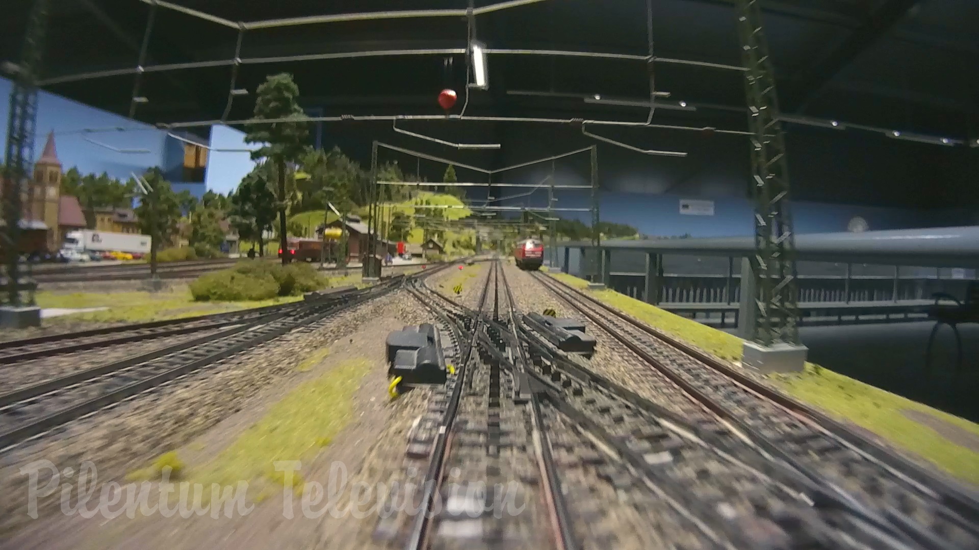 Cab ride on a very large model train layout in HO scale