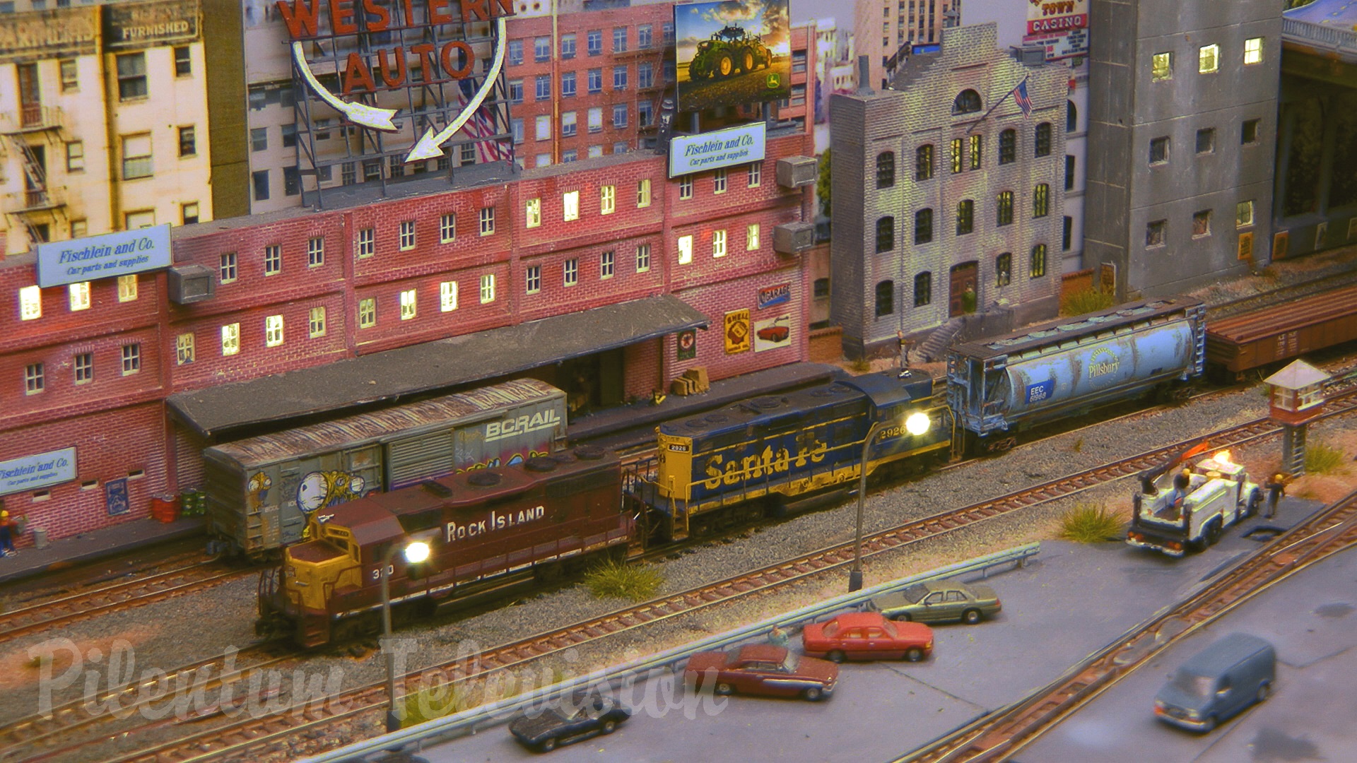 Z scale highly detailed model railroad layout