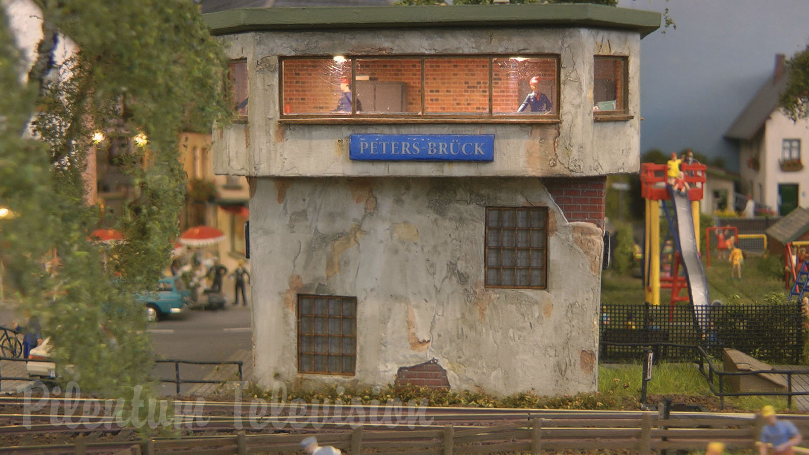 Lovely model railway layout with at least 100 details and miniature world attractions in HO scale