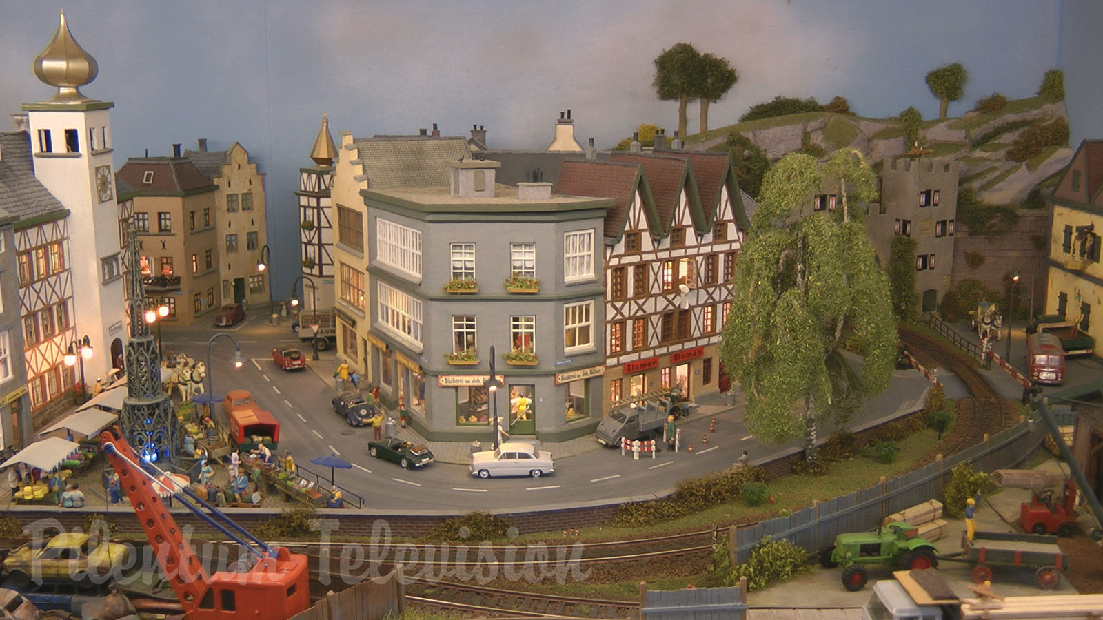 Lovely model railway layout with at least 100 details and miniature world attractions in HO scale