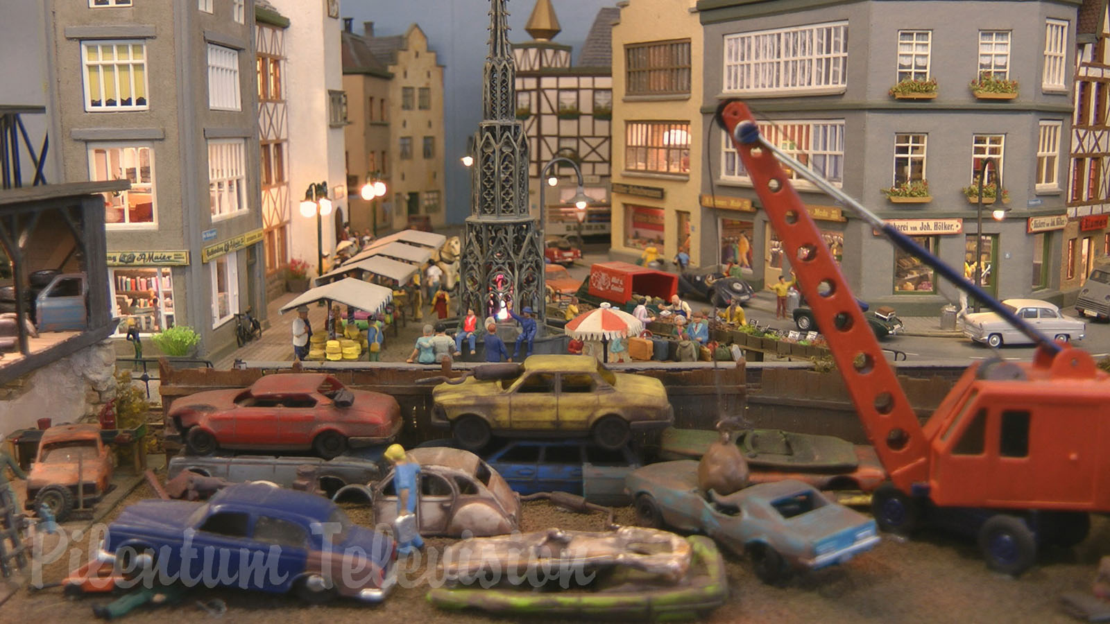 Lovely model railway layout with at least 100 details and miniature world attractions in HO scale