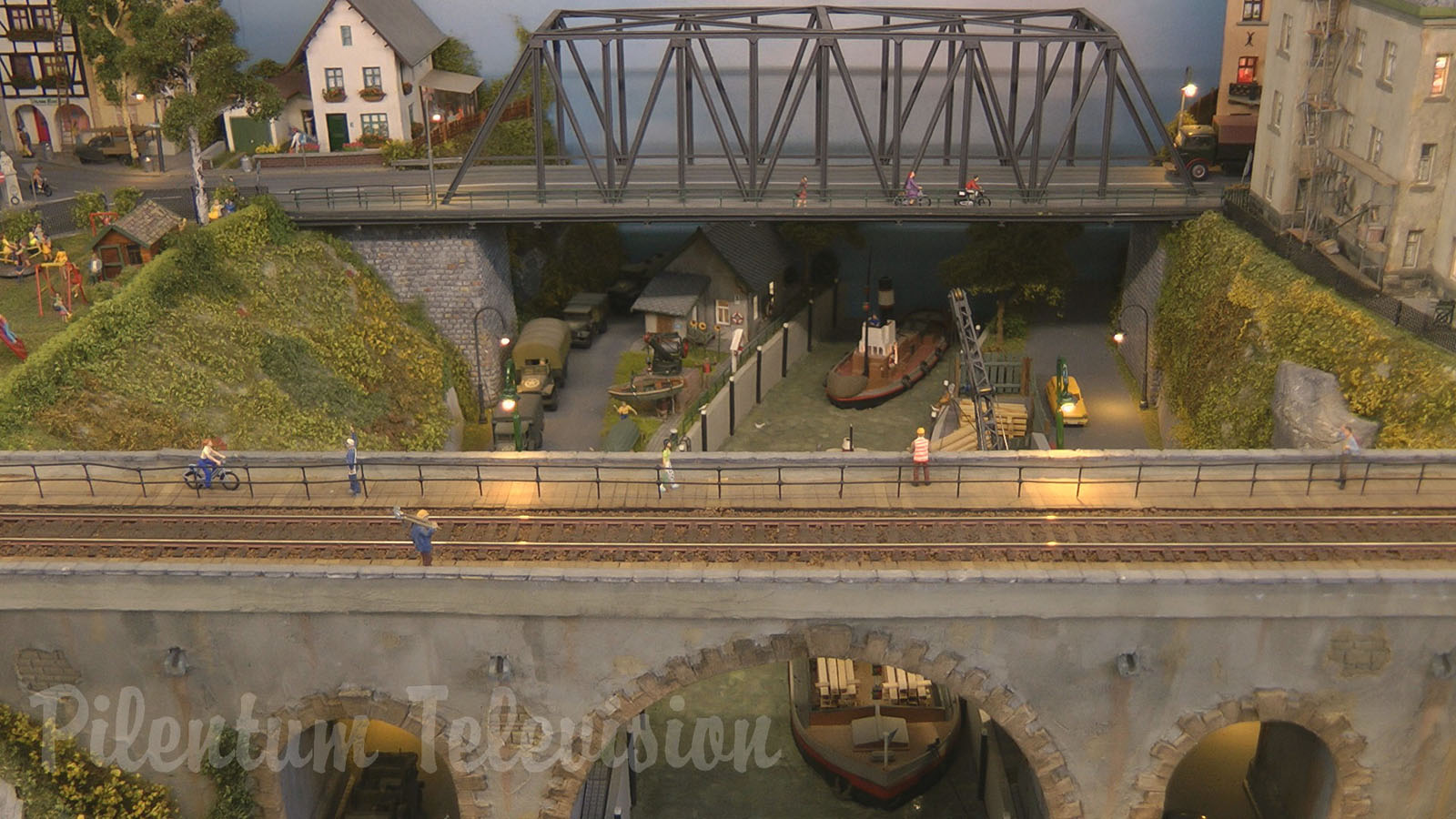 Lovely model railway layout with at least 100 details and miniature world attractions in HO scale