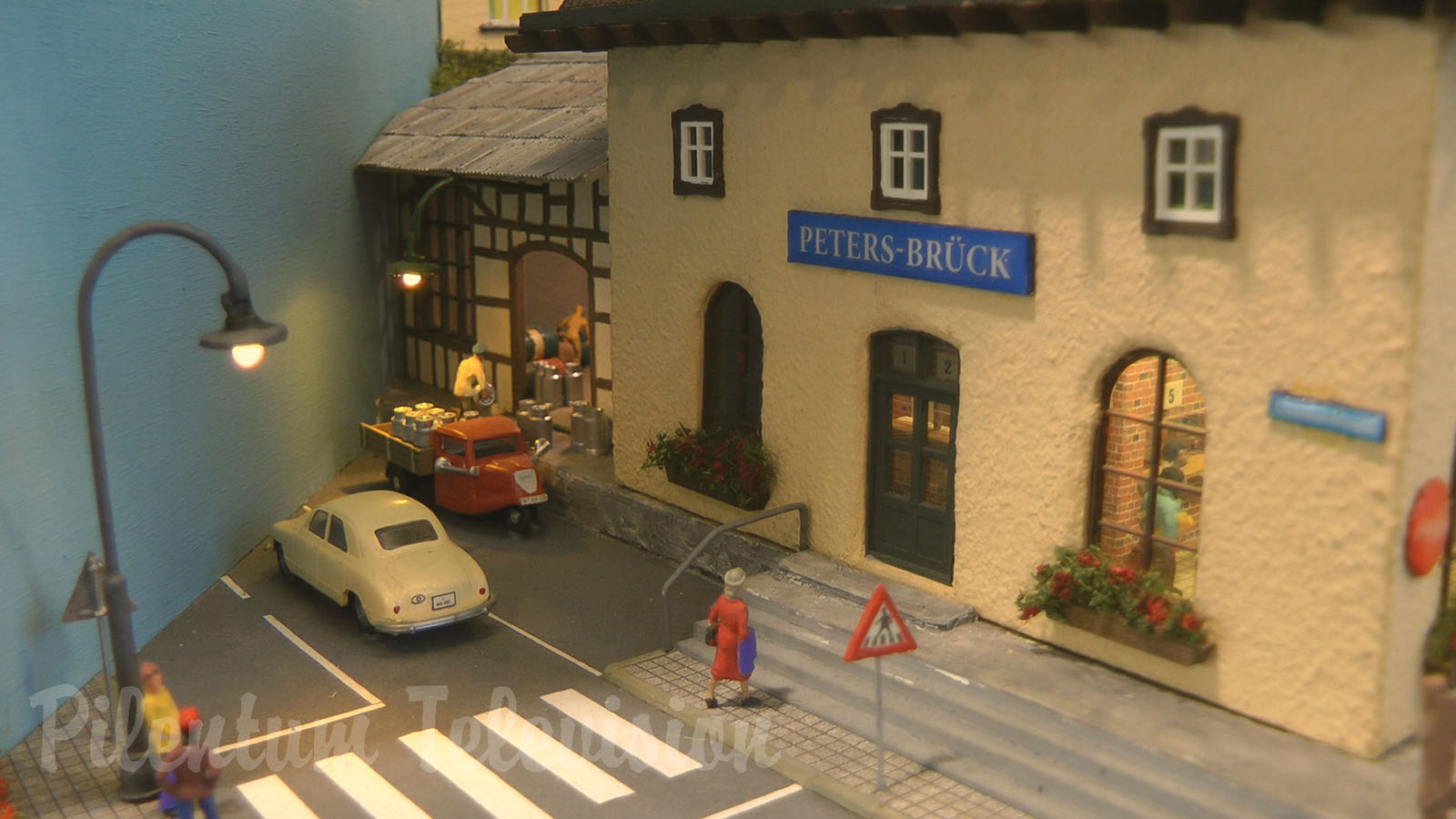 Lovely model railway layout with at least 100 details and miniature world attractions in HO scale