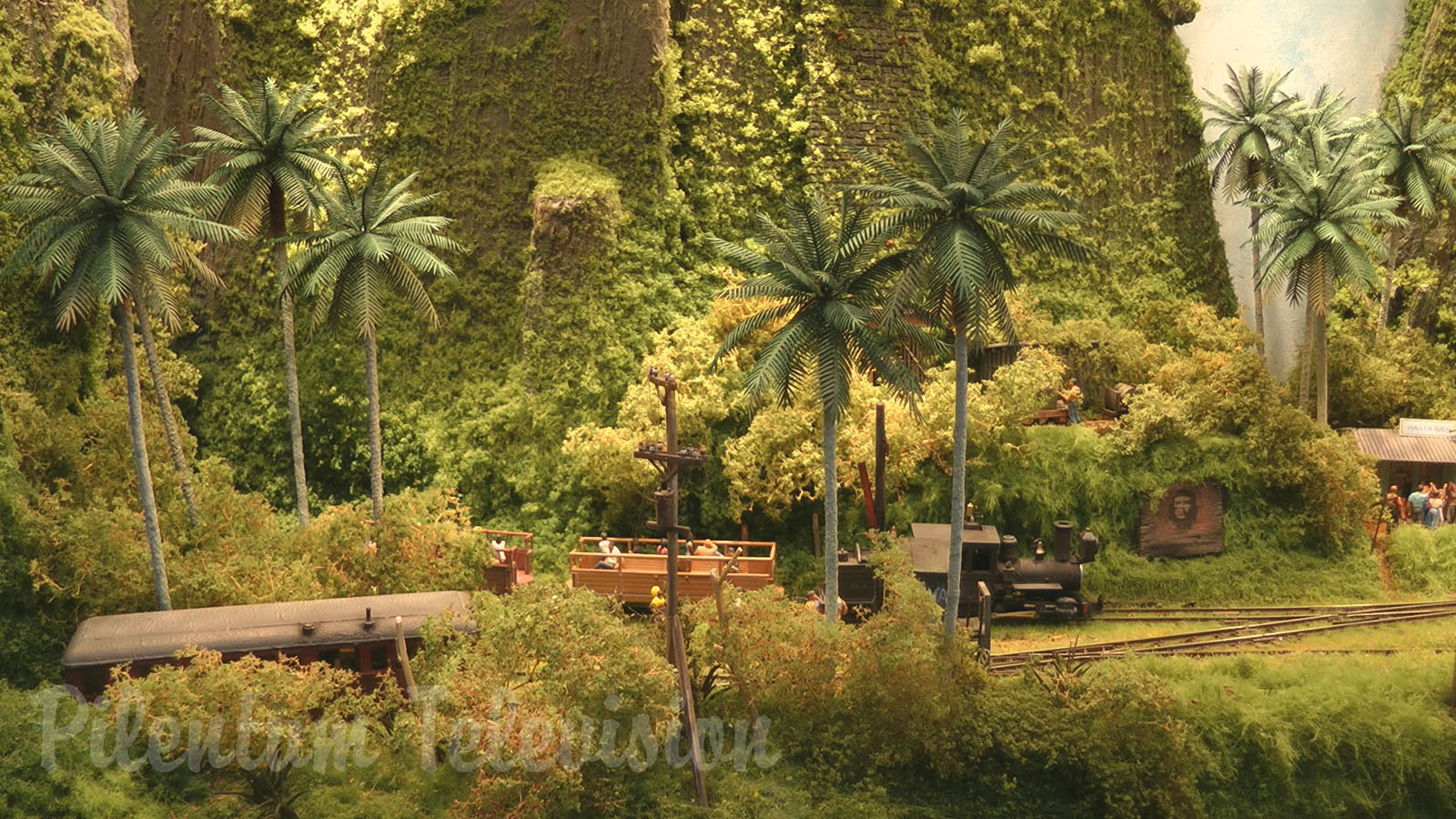 Model Railroad Diorama of Cuba and Sugarcane Harvesting Narrow Gauge Field Railway