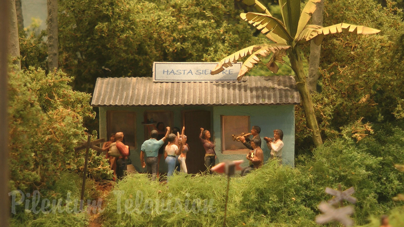 Model Railroad Diorama of Cuba and Sugarcane Harvesting Narrow Gauge Field Railway