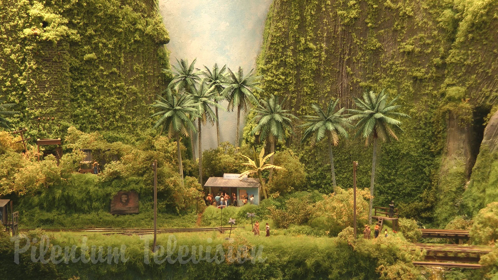 Model Railroad Diorama of Cuba and Sugarcane Harvesting Narrow Gauge Field Railway