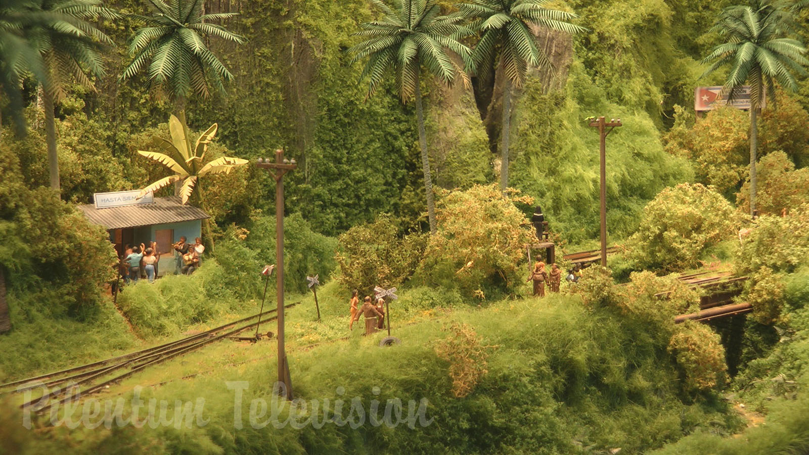 Model Railroad Diorama of Cuba and Sugarcane Harvesting Narrow Gauge Field Railway