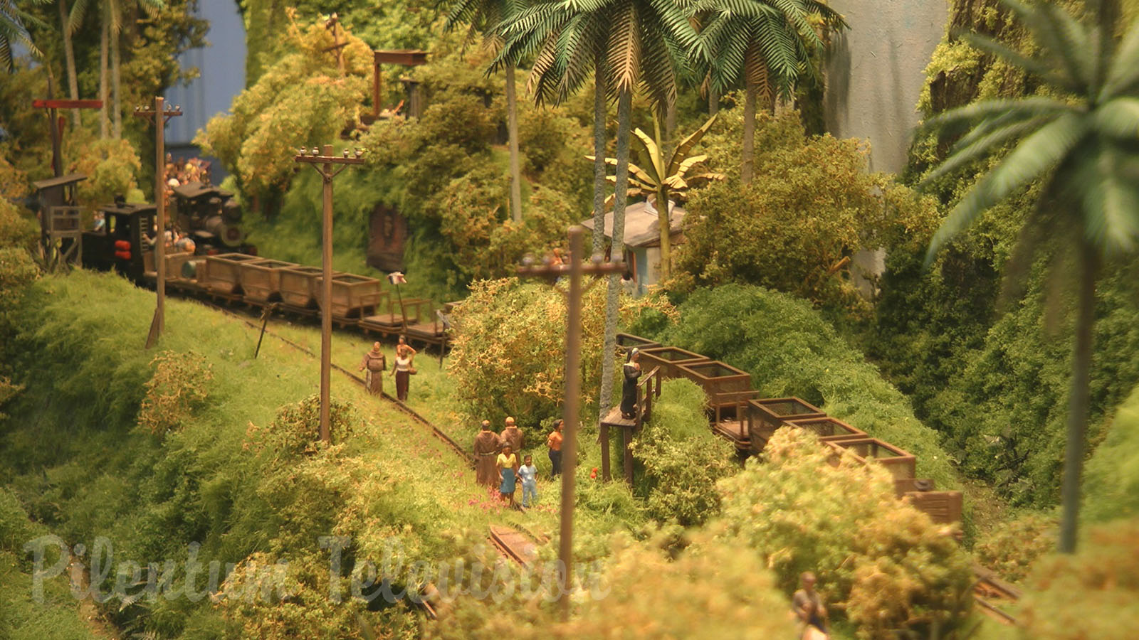 Model Railroad Diorama of Cuba and Sugarcane Harvesting Narrow Gauge Field Railway